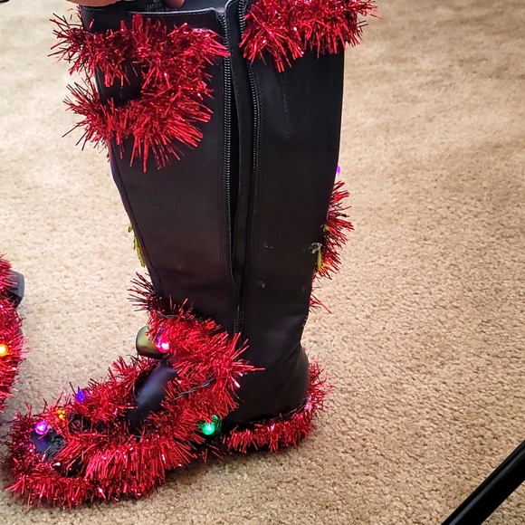 Ugly Christmas Sweater Party Light up Grinch Boots - Picture 5 of 8